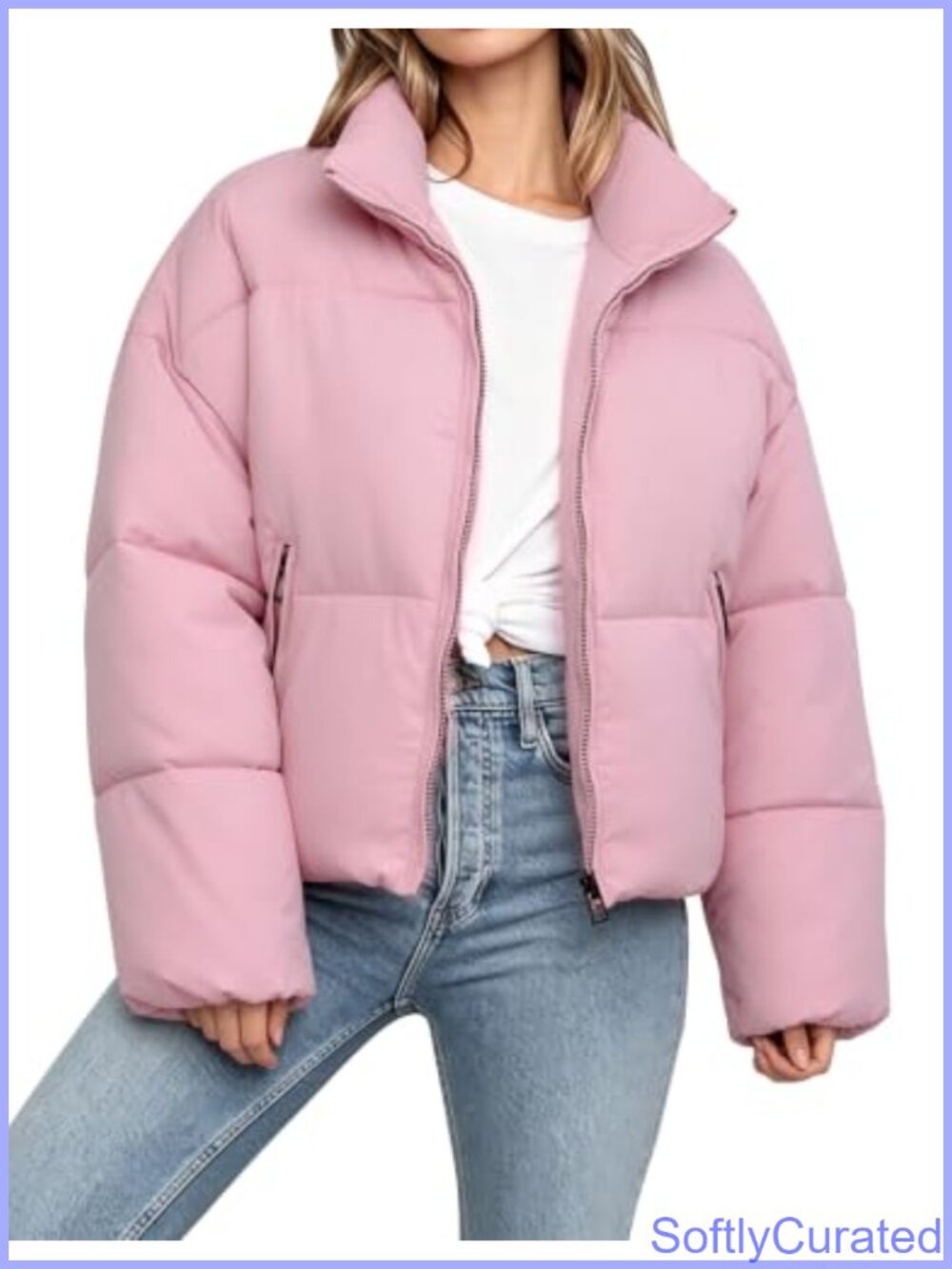 Women's Cropped Puffer Jacket Quilted Warm Winter Coat Y2K